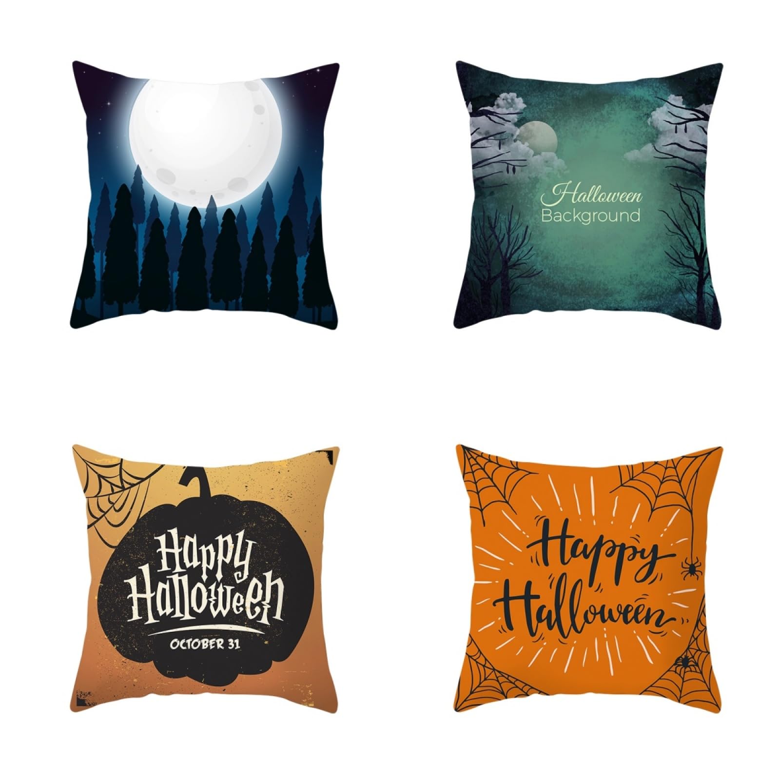 Fundas Cojines Sofa Azul Naranja Verde Cushion Covers 80x80/4 Pcs