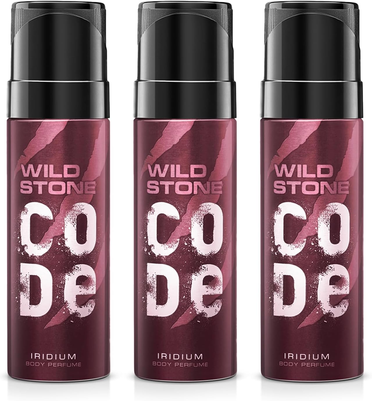 Wild Stone Code Iridium No Gas Body Perfume Spray for Men, Long Lasting Masculine Fragrance for Office Wear, Pack of 3 (120ml each)
