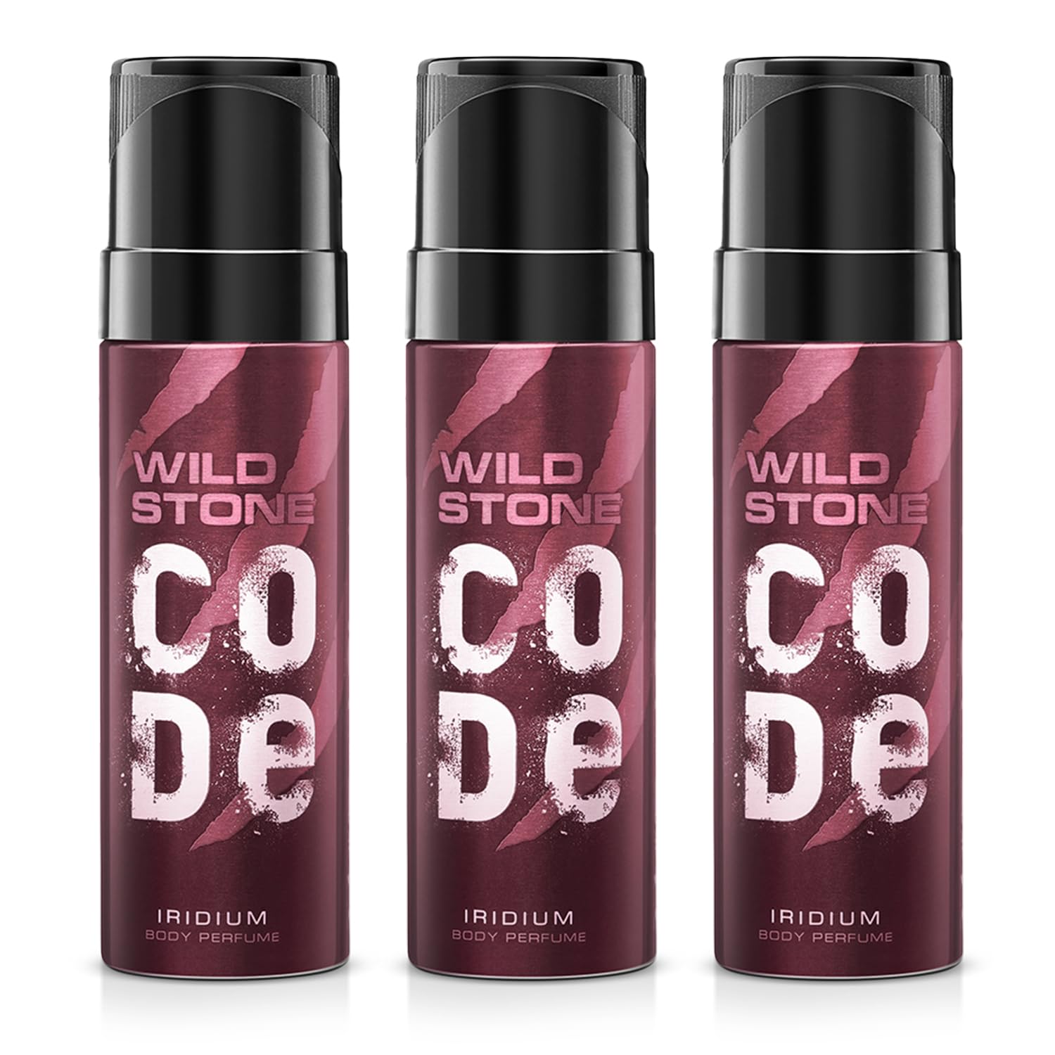 Wild Stone Code Iridium Body Perfume Spray for Men, Pack of 3 (120ml each)