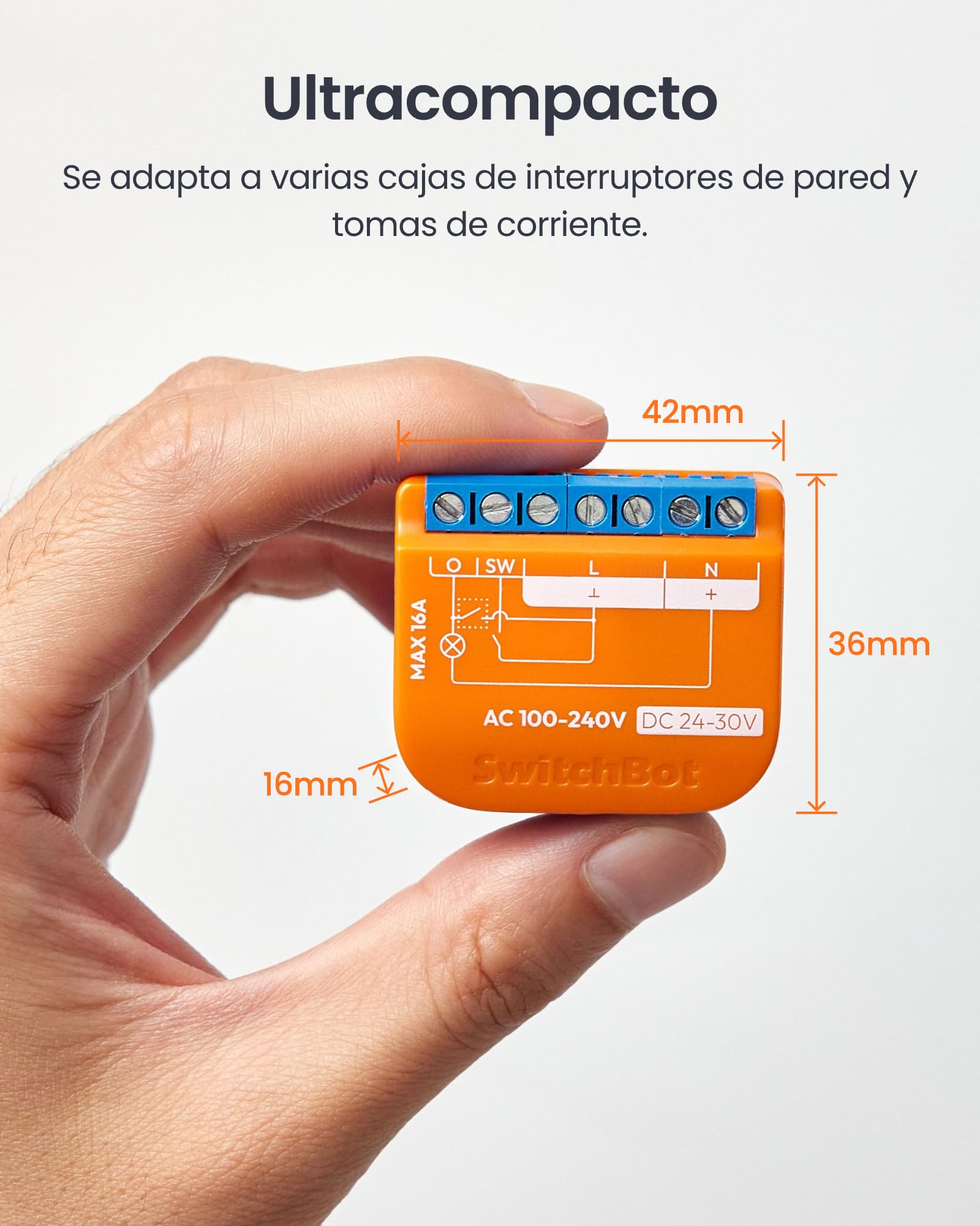 SwitchBot Matter Interruptor de Relé 1PM, módulo de relé inteligente con medición de energía, interruptor Wi-Fi y Bluetooth compatible con Alexa/Apple HomeKit/Google Home, 2.4GHz, 16A 2 unidades