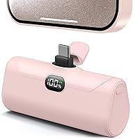 Lightweight 5000mAh Pink USB-C Power Bank with Kickstand, Digital Display & Flashlight for iPhone 17/16, Samsung - Pocket Gift for Her