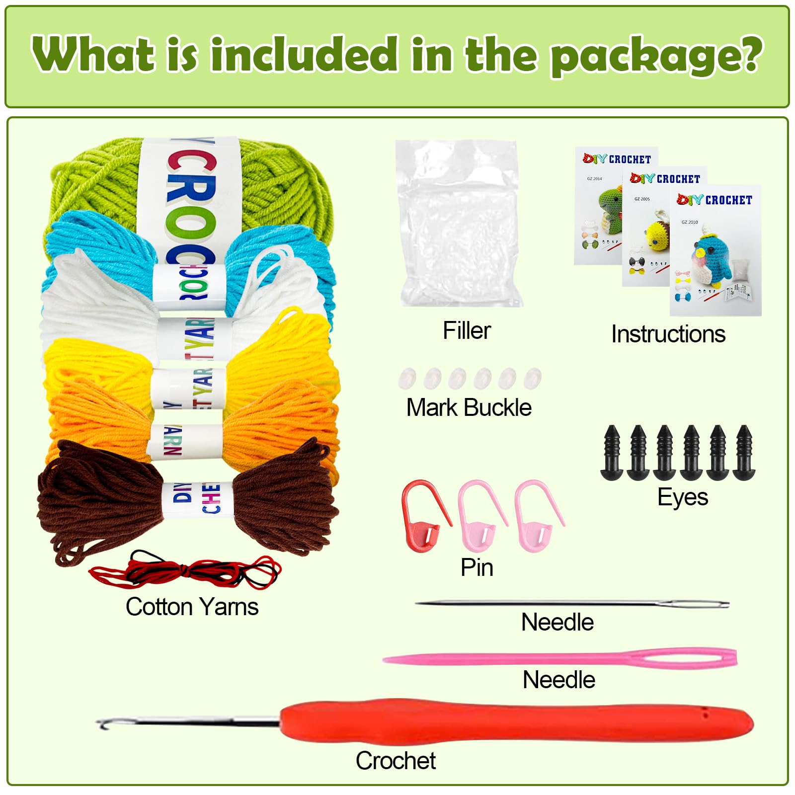 Kit Uncinetto Per Principianti HLILIPEN – Sei Simpatici Animali Con Accessori Inclusi, Regalo Creativo Per Tutti - 5