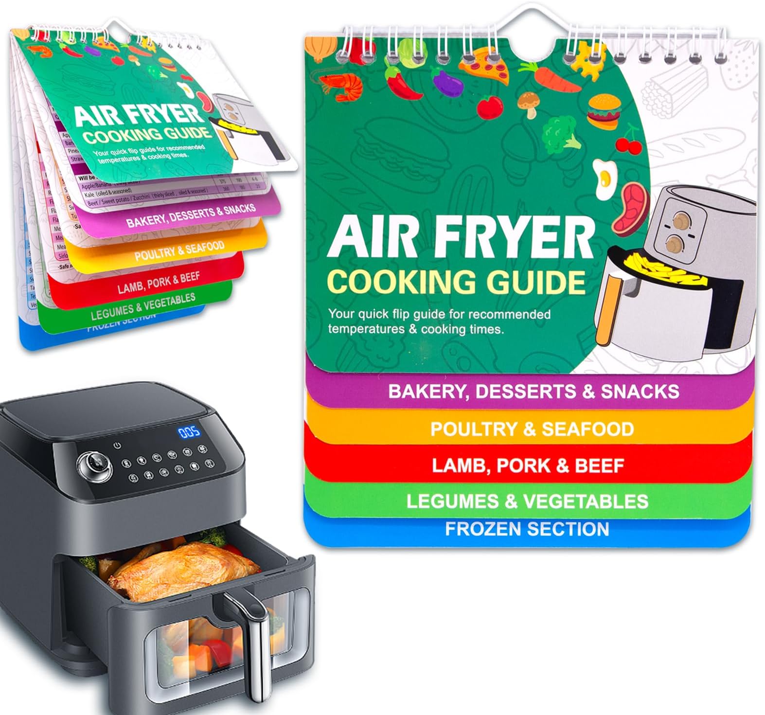 air-fryer-cheat-sheet-magnets-cooking-guide-booklet-air-fryer-cheat