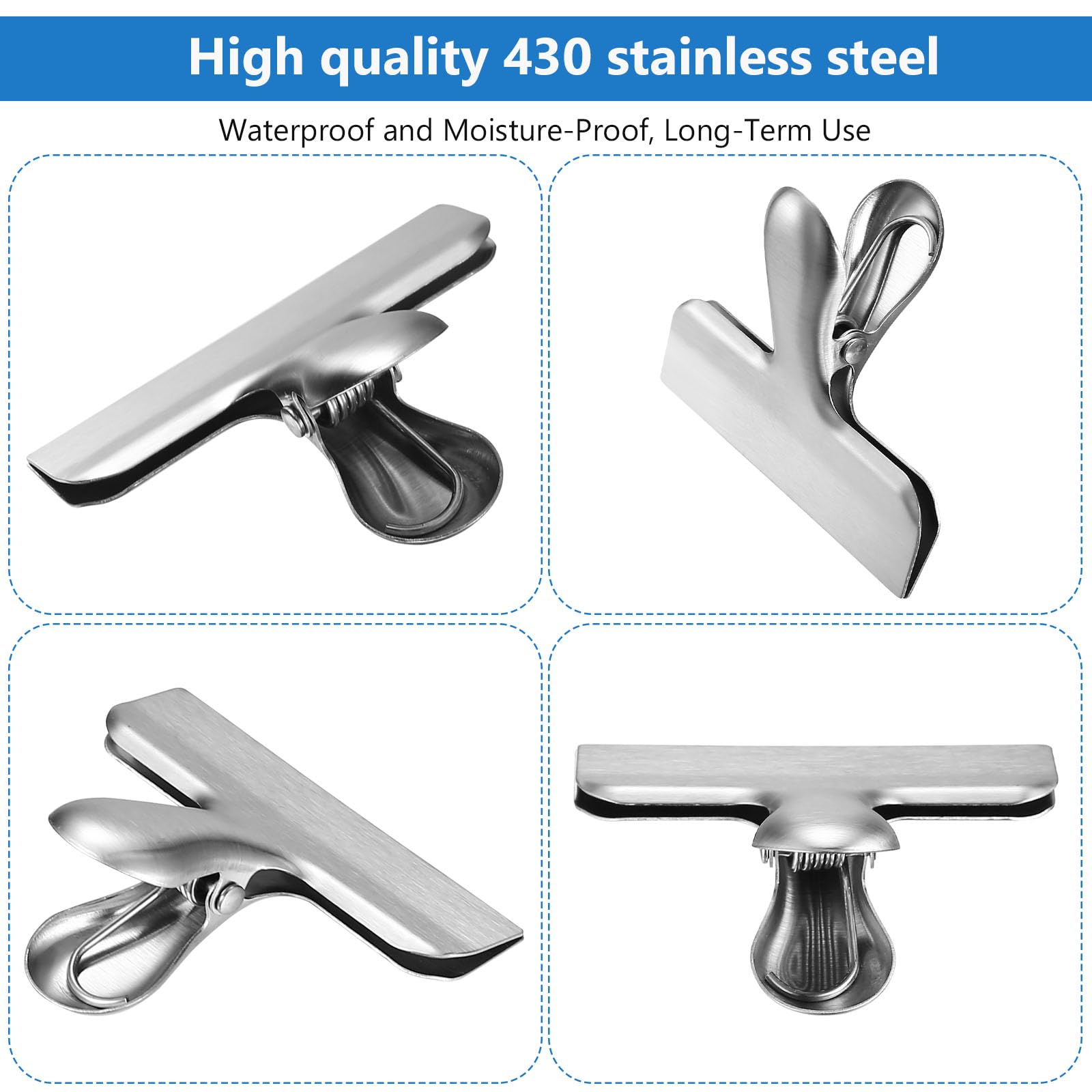 10 Stück Edelstahl Verschlussklammern - Große 78mm Clips Für Tüten & Verpackungen