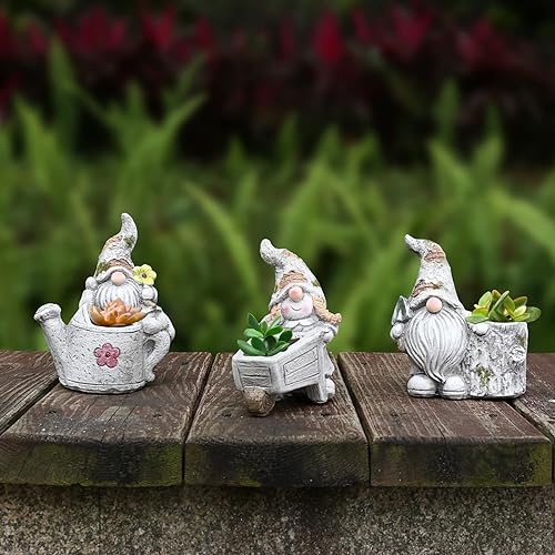 Miniatura 3 de Tfro & Cile Macetero para suculentas para plantas de exterior, macetas únicas de gnomos con drenaje, pequeñas y lindas macetas para jardín y patio,