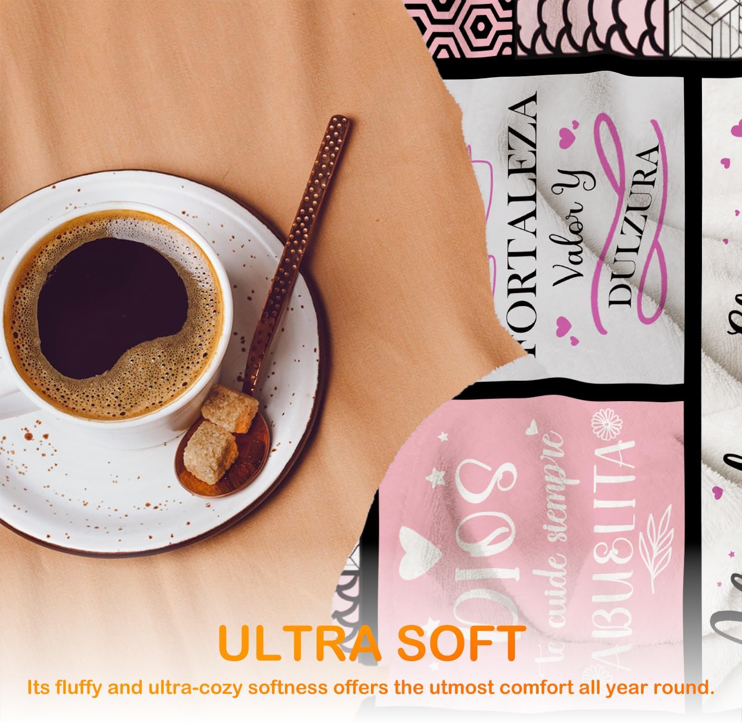 Trendy Abuela Grandma Blanket, Grandma Gifts from Grandkids, Grandmother Gifts for Birthday Christmas, Spanish Abuela Throw Blankets for Bedroom Living Room Home Decor, 50x60 Inches - Image 4