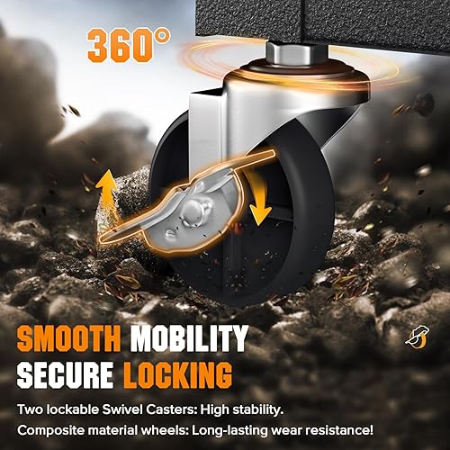 Miniatura 8 de Crownland Caja de herramientas con ruedas de 8 cajones con ruedas, armario de herramientas desmontable 2 en 1 con cerradura con cajones y