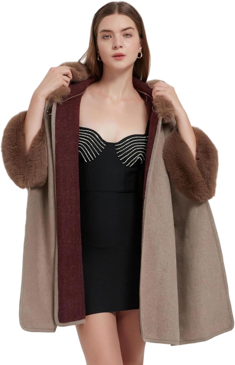 Women's Cardigan Shawl Cape Cloak Winter Warm Hoodie Cardigan Coat