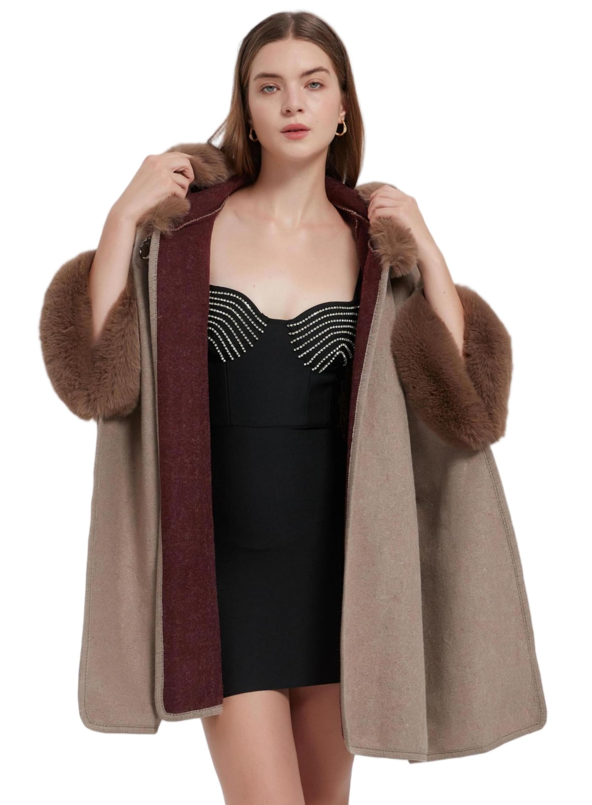 Women's Cardigan Shawl Cape Cloak Winter Warm Hoodie Cardigan Coat