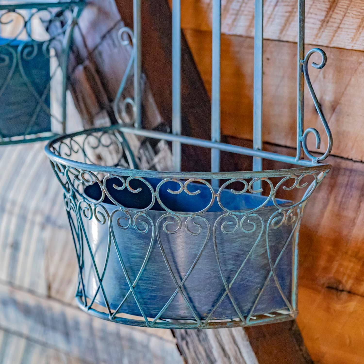 Zaer Ltd. Set of 2 Dual Wall Planters with Removable Baskets London 1820" (Cobalt Blue)