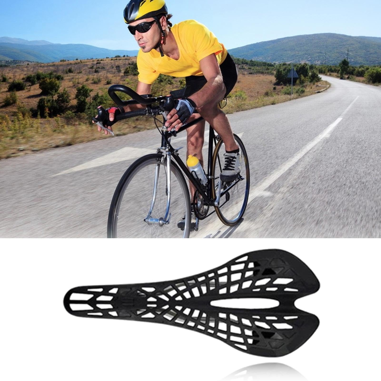 Sella per bicicletta – Cuscino per bicicletta con luce a forma di ragno traforato, per bicicletta, ammortizzante, per cyclette, bici da corsa, mountain bike