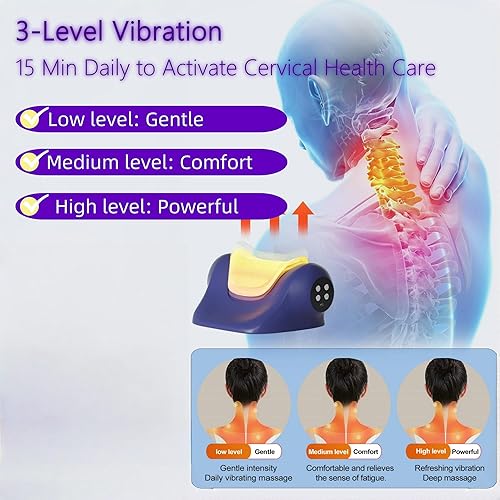 Miniatura 7 de Stellamist - Almohada masajeadora de cuello, dispositivo de tracción de cuello, estirador de cuello portátil con calor, 3 modos ajustables,