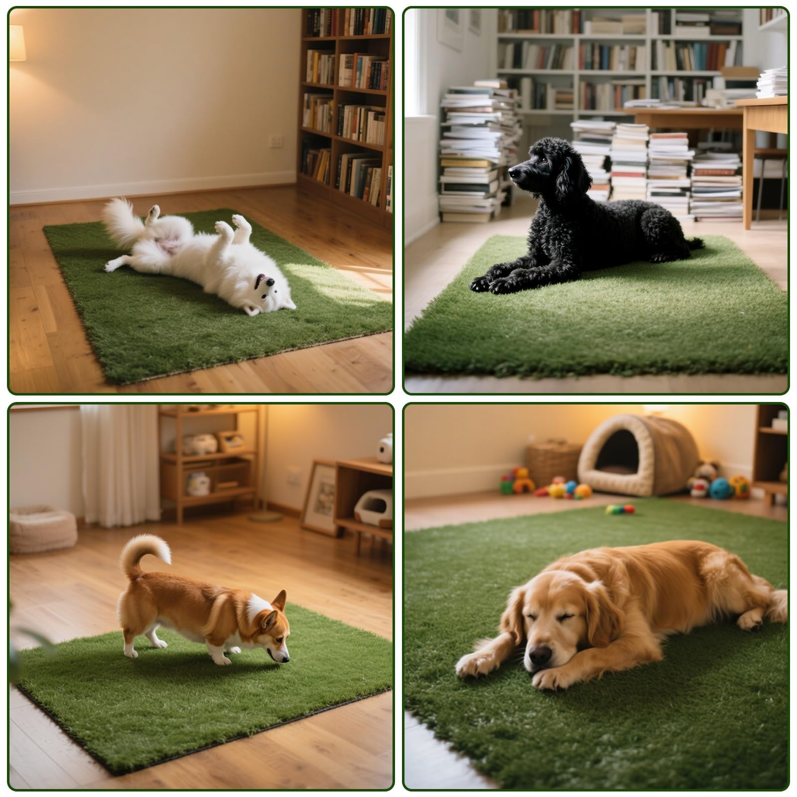 Lot de 2 Tapis de Propreté Chien en Fausse Pelouse 51x63 cm, Toilette pour Chien Lavable et Réutilisable, Litière Chien Intérieur et Extérieur avec Gazon Artificiel