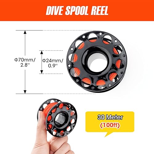 Miniatura 4 de Juego de boya marcador de superficie, tubo de señal inflable de alta visibilidad de 6 pies con tubo de señal de fondo cerrado con carrete de dedo