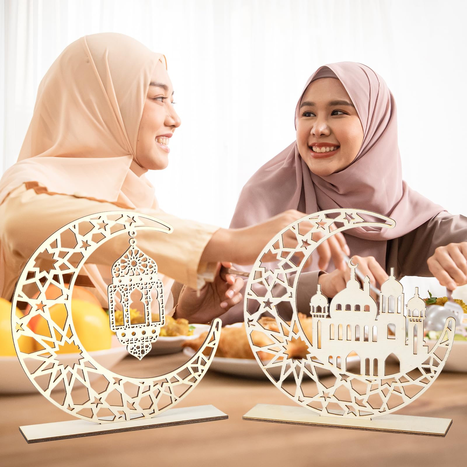 2 Lanterne Decorative Ramadan, Decorazione Ramadan, Decorazione Per Eid Mubarak, Decorazione Islamica, Decorazione Luna Stella, Regali Ramadan Per Tavolo, Parete, Esterni (A