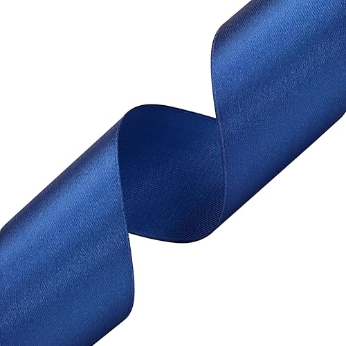 Miniatura 2 de Cinta de satén azul oscuro de 1-12 pulgadas de 50 yardas para envolver regalos, bodas, manualidades, Navidad, Pascua, flores, cabello, decoraciones