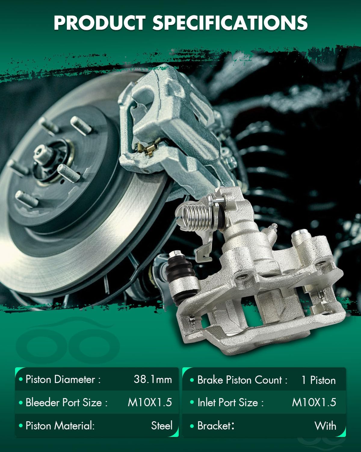 SCITOO Rear Right Brake Caliper With Bracket 18B4719B Fit For Buick For LeSabre 2000-2005,For Buick For Park Avenue 2000-2005,For Oldsmobile For Aurora 2001-2003,For Pontiac For Bonneville 2000-2005