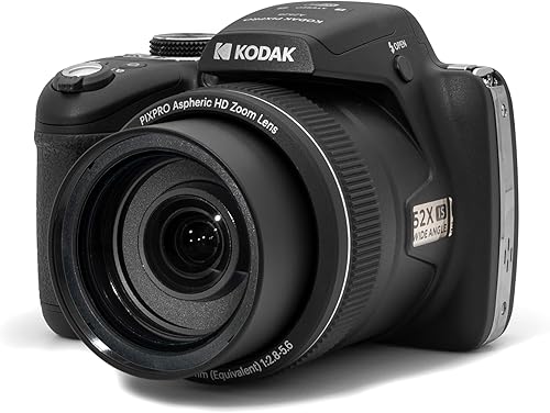 Kodak PIXPRO Astro Zoom AZ528-BK - Cámara digital de 16 MP con zoom óptico de 52x, lente gran angular de 0.945 in, 6 fps, disparo en ráfagas, video