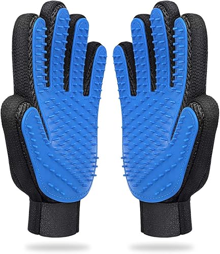 WeTest 1 par de guantes de aseo para mascotas  Guante de cepillo suave  Manopla eficiente removedor de pelo de mascotas  Diseño mejorado de cinco