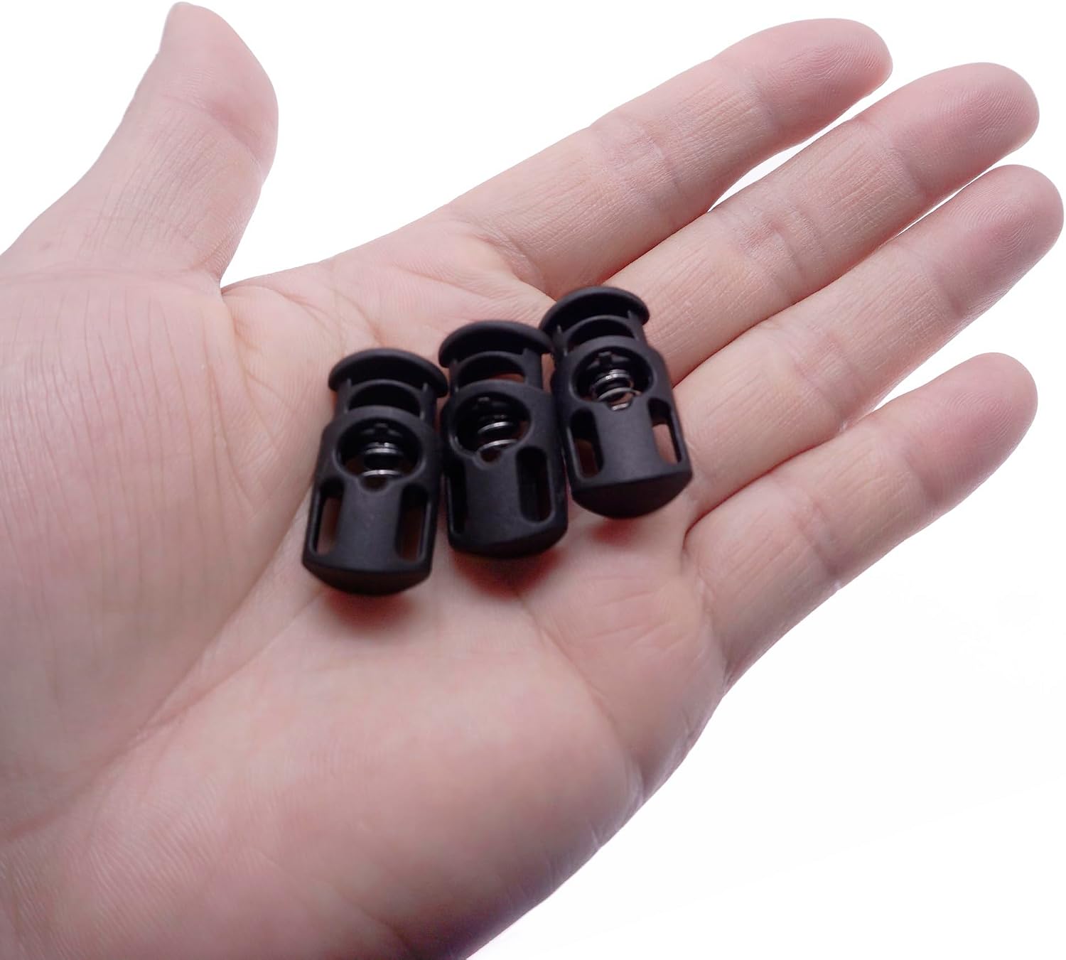 Plastic Cord Lock Nylon Spring Buckle Single Hole Adjuster Button Cap Round Drawstring Black Cord Stoppers