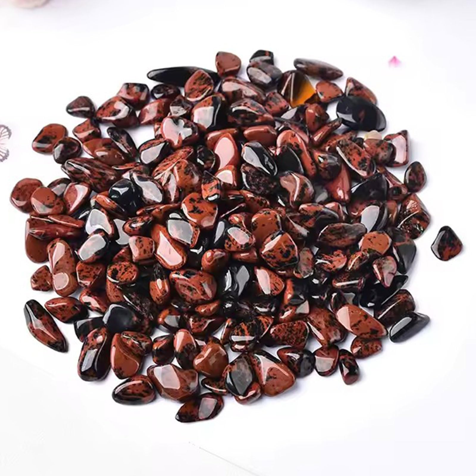 Pebble Decorativo de obsidiana Rojo Natural, 2.2 LB Rocas Irregulares Curring Crystal Stone Piezas de Piedra Preciosa Pulida de Piedra caídas,5~7mm