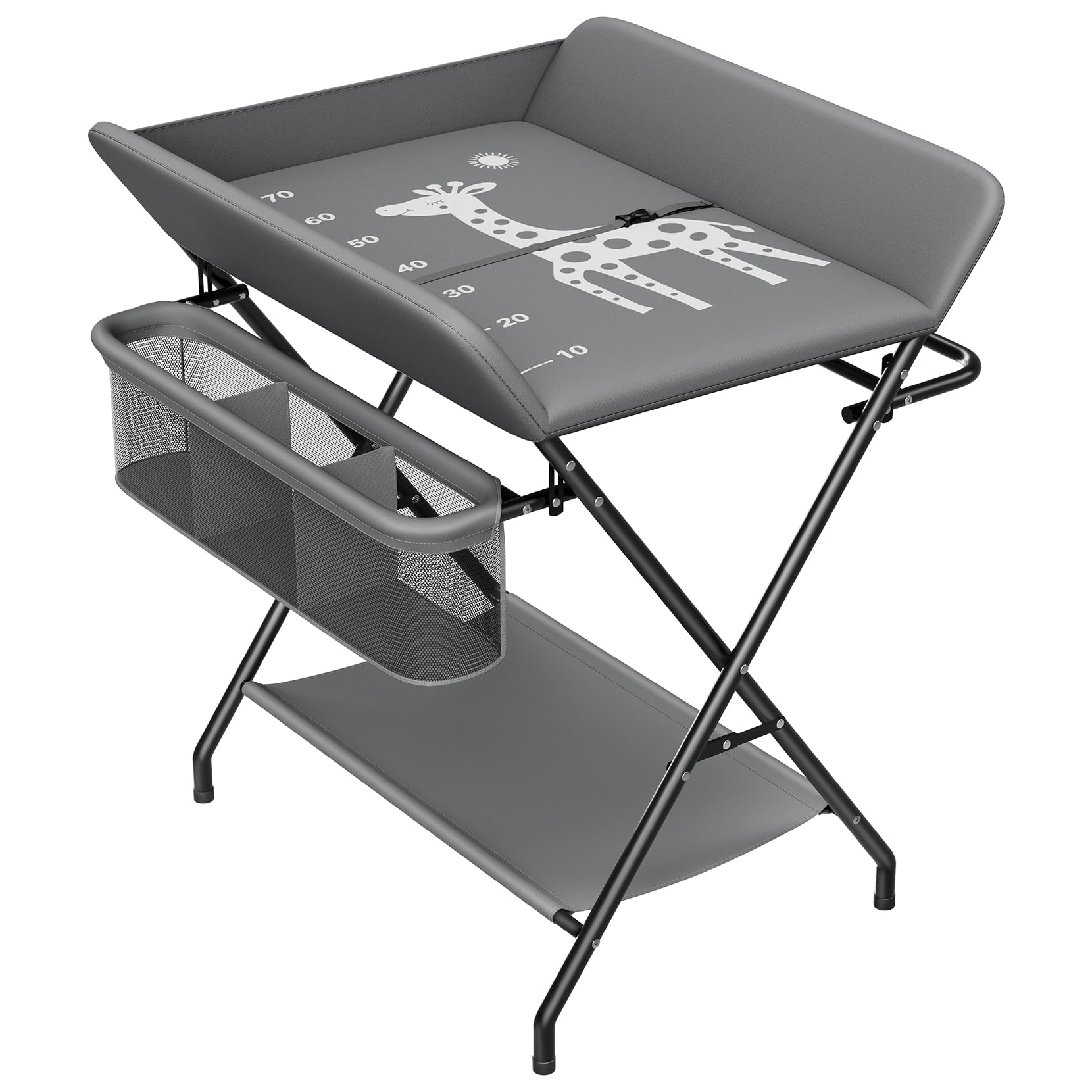 Ezebaby Foldable Baby Changing Table, 4-in-1 Multifunctional Diaper Changing Station, Portable Infant Care Table with Large Storage Bags & Racks, Waterproof Oxford Cloth Space-Saving Nursery Organizer