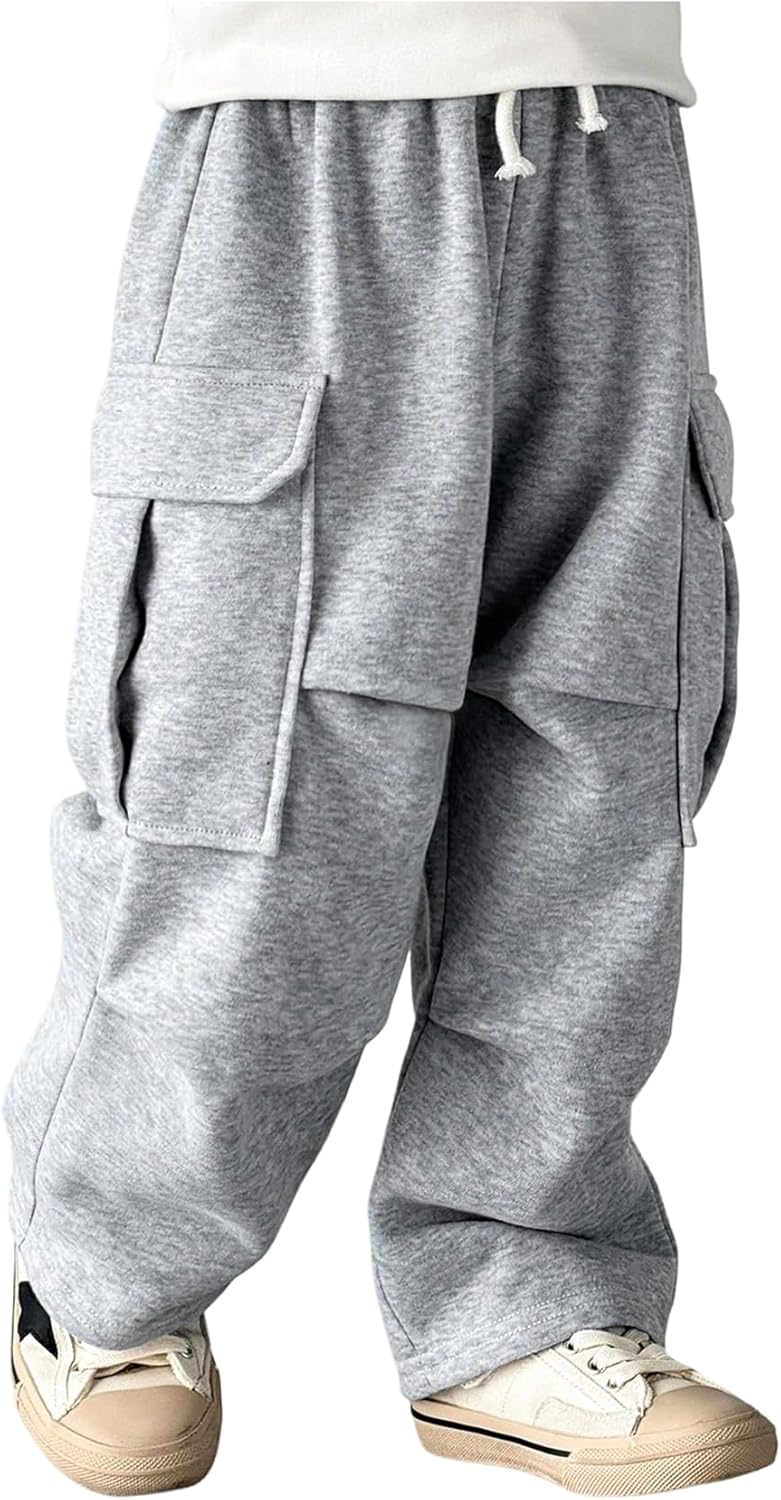 SOLY HUX Toddler Boy's Cargo Pants Elastic Waist Straight Leg Baggy Sweatpants with Pockets