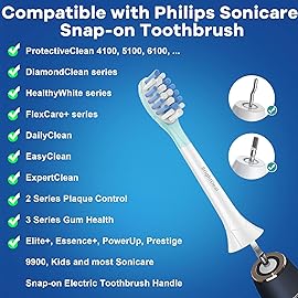 BrightDeal Replacement Heads for Philips Sonicare ProtectiveClean 4100 5100 6100 DiamondClean 9500 ExpertClean 7500 FlexCare HealthyWhite Electric Sonic Toothbrush C3 G3 W3 C2 G2, White&Black, 6 Pack