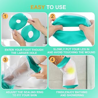 Waterproof Knee Cast Cover for Shower,Watertight Cast Bag Covers- Shower Protector for Knee Replacement Surgery, Wound, Burns Reusable