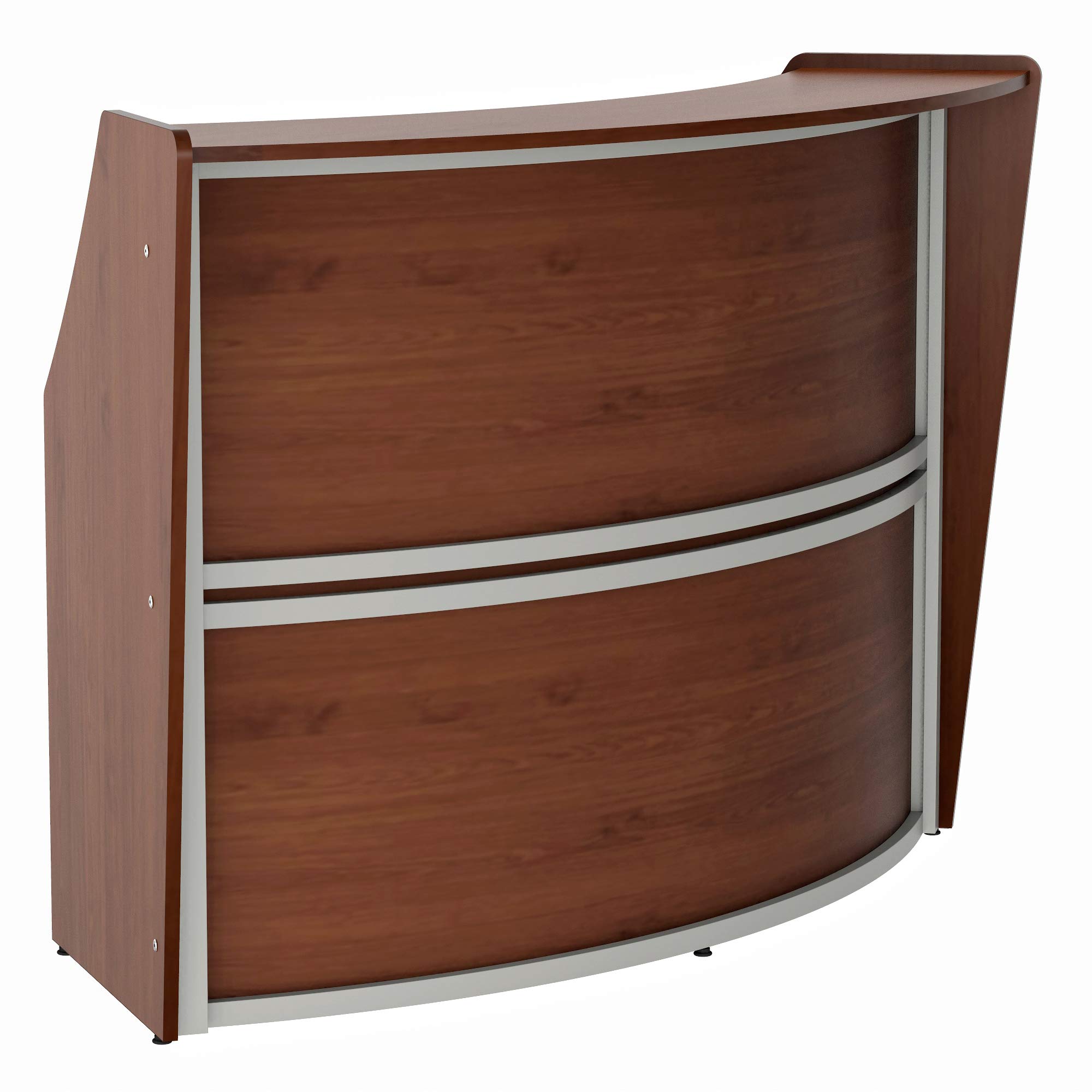Linea Italia Curved Modern Office Desk Easy to Assembly Single Unit Reception Counter for Lobby, Sal