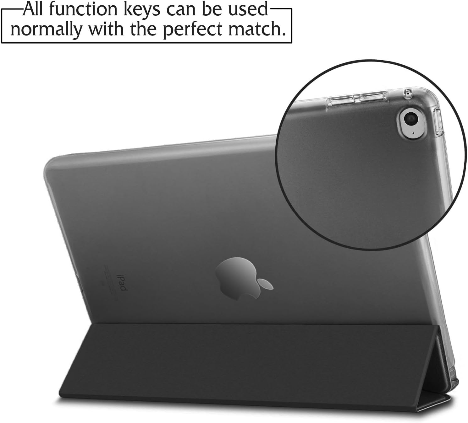 Infiland iPad Air 2 Case - Ultra Slim Smart-Shell Stand Cover with Translucent Frosted Back Protector (with Auto Wake / Sleep) for Apple iPad Air 2 (iPad 6) 9.7 Inch Tablet, Black
