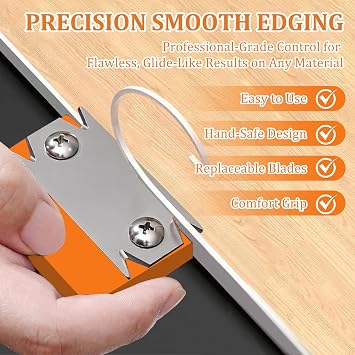 Woodworking Edge Banding Trimmer with Replacement Blade, Manual Edge Trimmer Tool for Wood PVC ABS Veneer, Portable Laminate Cutter, Anti-Slip Hand Planer for Precise Trimming & Chamfering