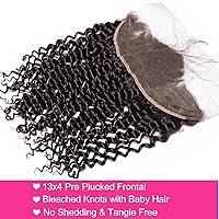 Vista 3 de Cierre frontal de encaje de onda profunda de 12 pulgadas 13x4 de oreja a oreja frontal de encaje HD brasileño rizado virgen 100% cabello humano