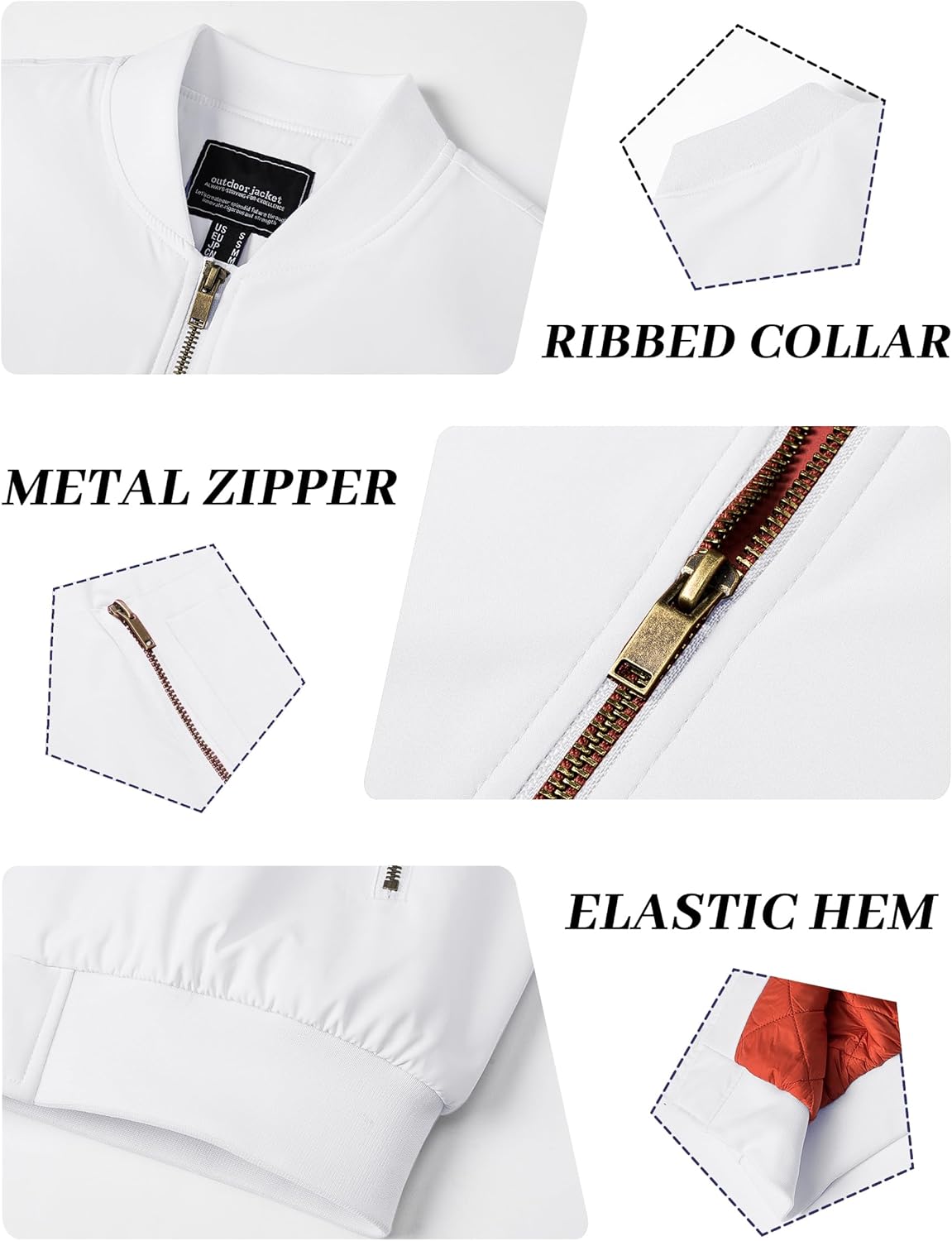 KEFITEVD Bomber Jacket Men Winter Coats Full Zip Windbreaker Mens Jackets Casual Work Coats - Image 7