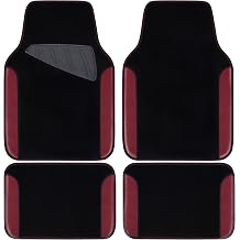 CAR PASS Waterproof Universal Fit Car Floor Mats, Car Mats Fit for SUV,Vans,sedans, Trucks,Set of 4pcs Car Carpet with Driver Heel PadBlack and Burgundy