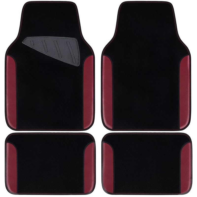 Tapetes Automotivos CAR PASS Impermeáveis com Base Antiderrapante Preto e Vinho Kit com 4 Peças