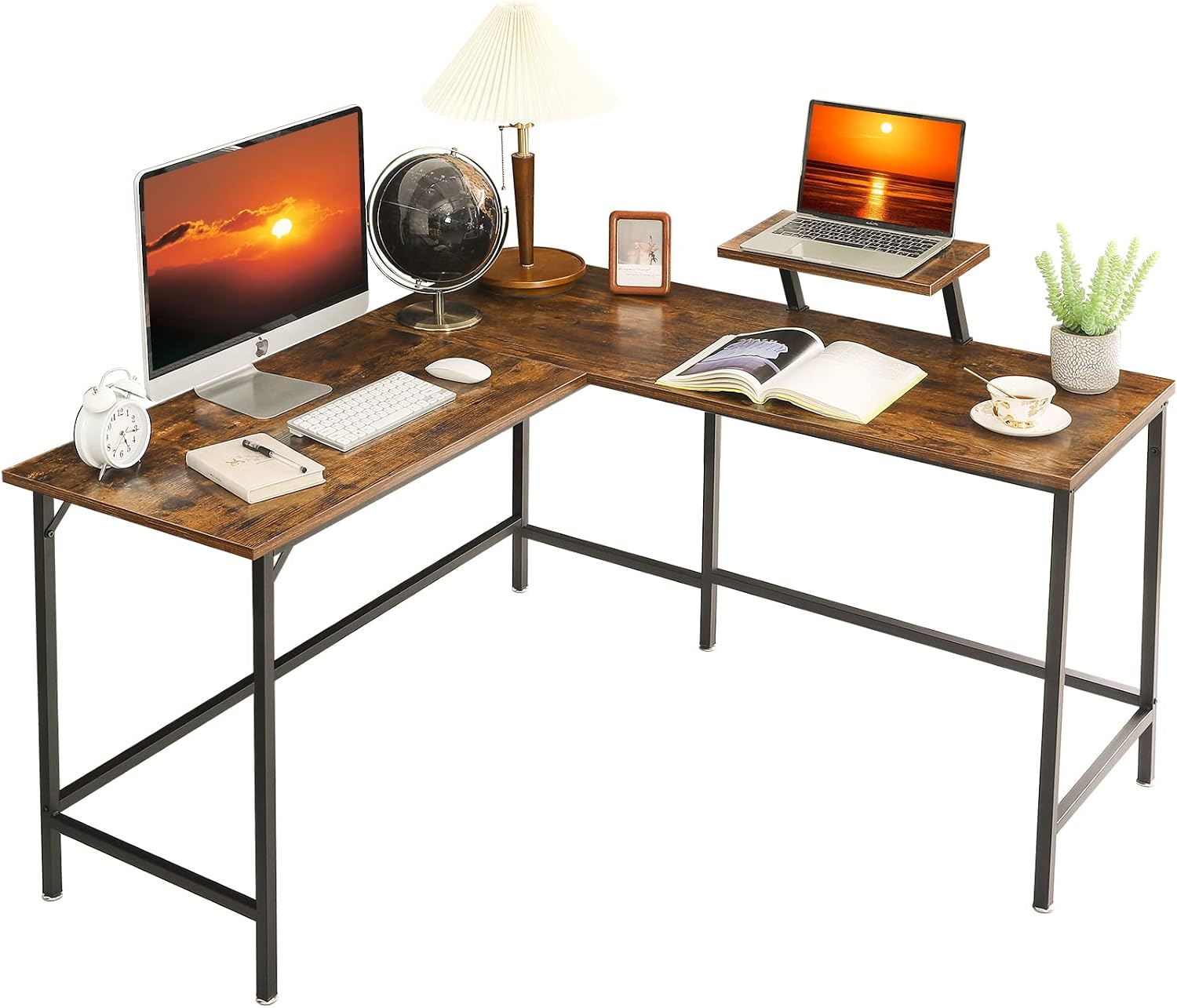 Amazon.com: YMYNY L Shaped Computer Desk, Industrial Corner Table for ...