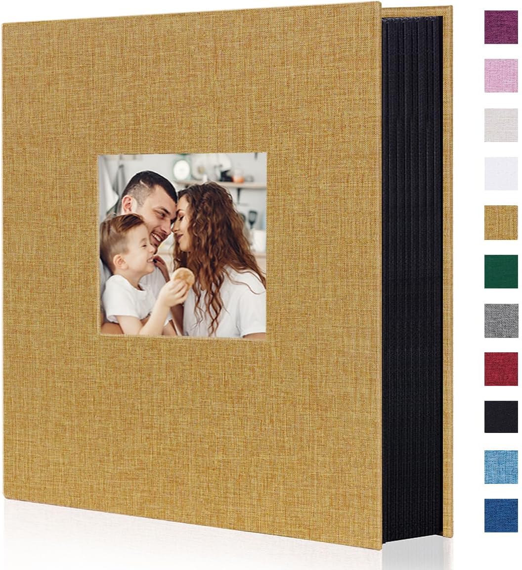 Artmag Fabric Photo Album 4x6 400 Large Capacity for Family Wedding Anniversary Linen Album Holds 400 Vertical Photos (400 Pockets, Khaki)