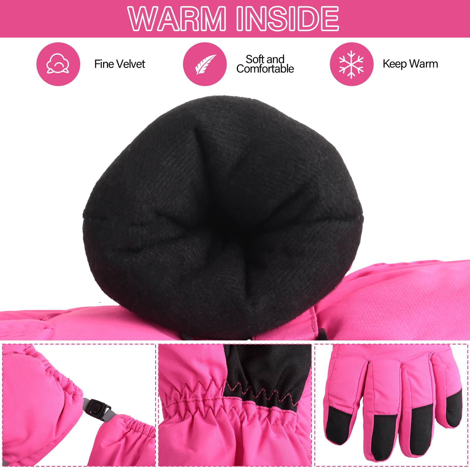 Twistover 2 Paar Kinder Warme Handschuhe Set Einschließlich Strickhandschuhe Winter Kaltes Wetter Wasserdicht Schneehandschuhe Fingerhandschuhe Winddicht Unisex Kinder Skihandschuhe für Mädchen Jungen