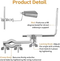 Vista 4 de Abrazadera de Platillo para Cencerros, Soportes de Aleación de Zinc para Toms de Batería, Soporte de Montaje de Percusión para Cencerros, Jam