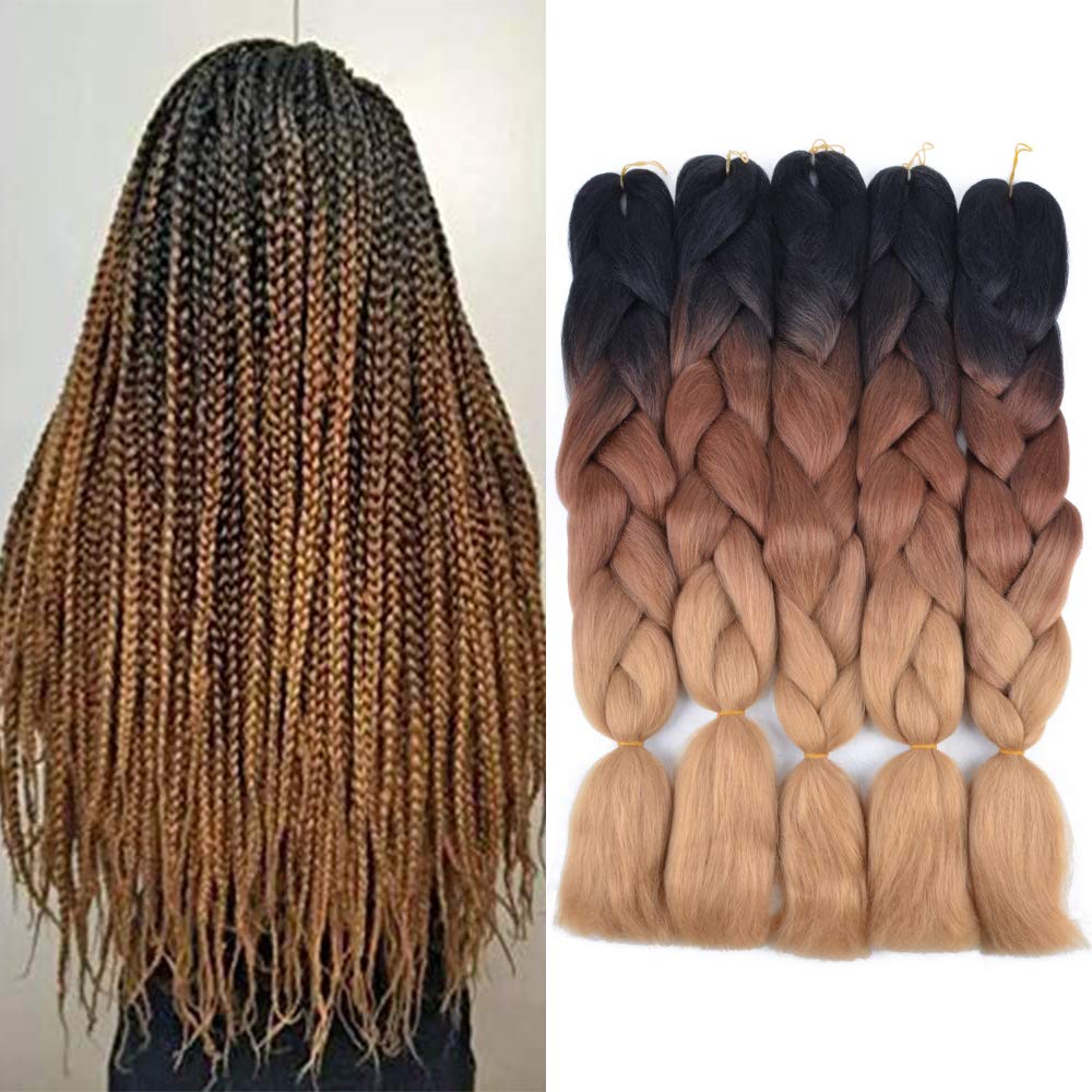 Amazon.com : 5pcs Ombre Braiding Hair Synthetic Hair 