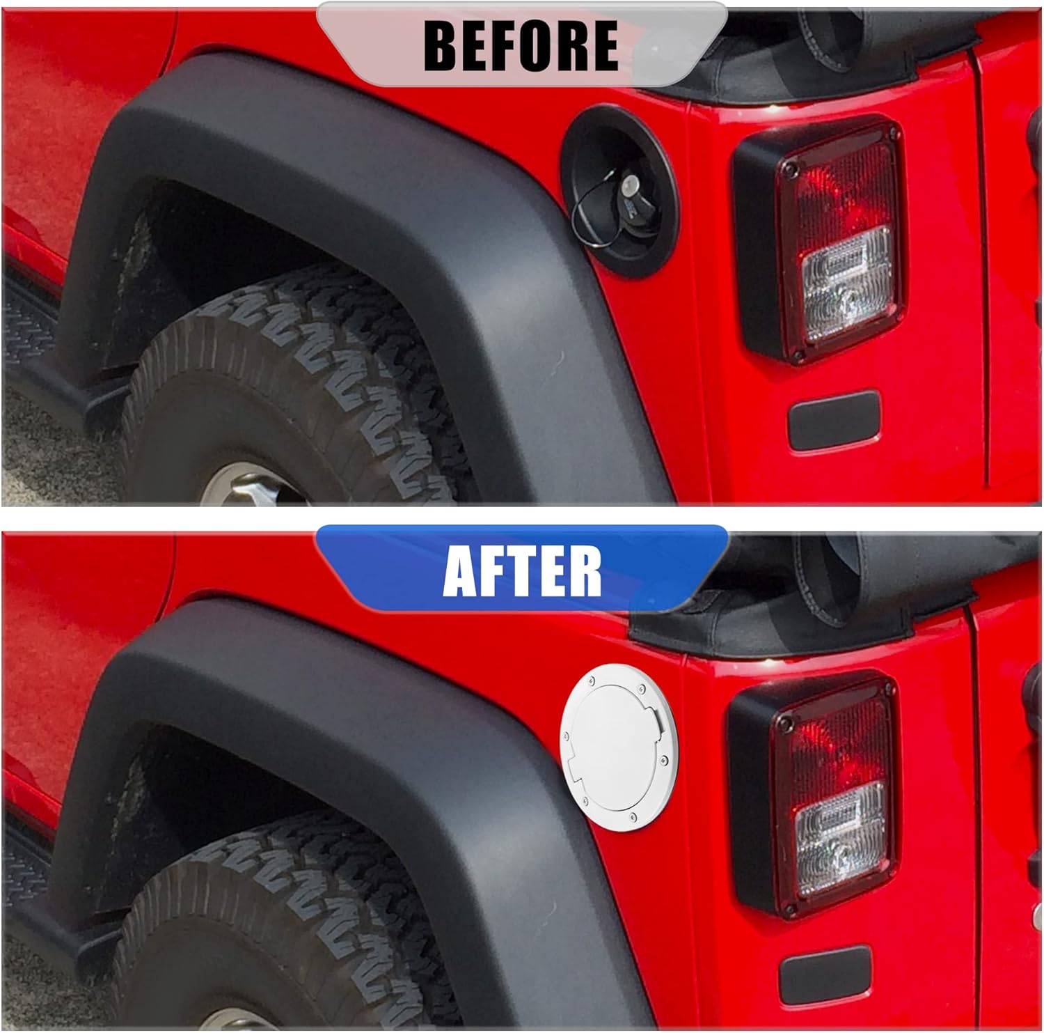 X AUTOHAUX White Aluminum Alloy ABS Gas Fuel Filler Door Cover for Jeep Wrangler JK JKU Sport Rubicon Sahara Unlimited 2007-2018 Accessories 4.13''x6.50''