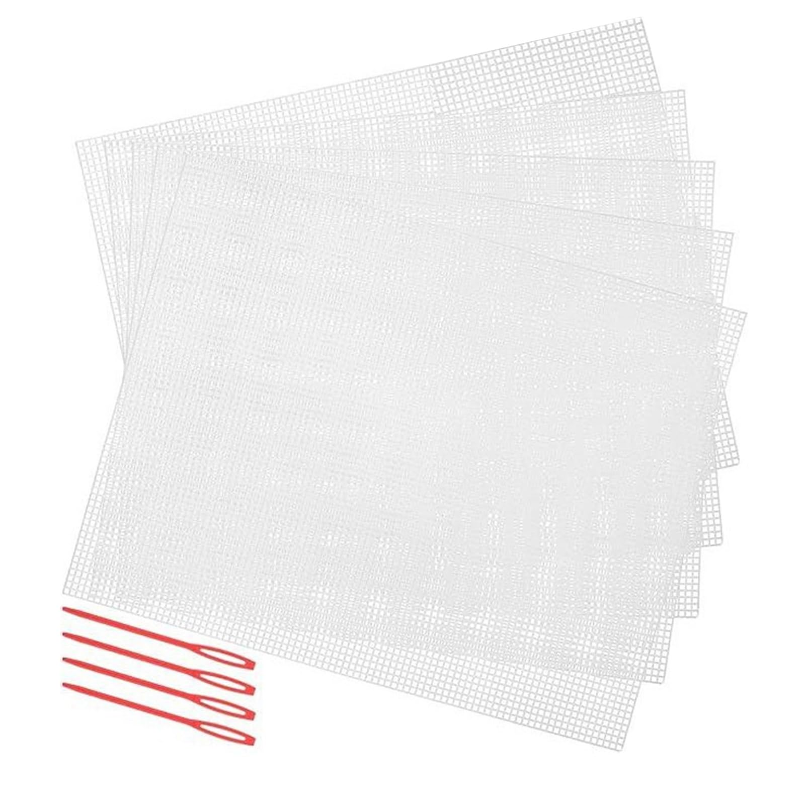Mekalero 5 Pcs Meshes Sheets with Weaving Needle Practical Meshes Canvas Sheets for Crochet Projects Embroidery Crafting