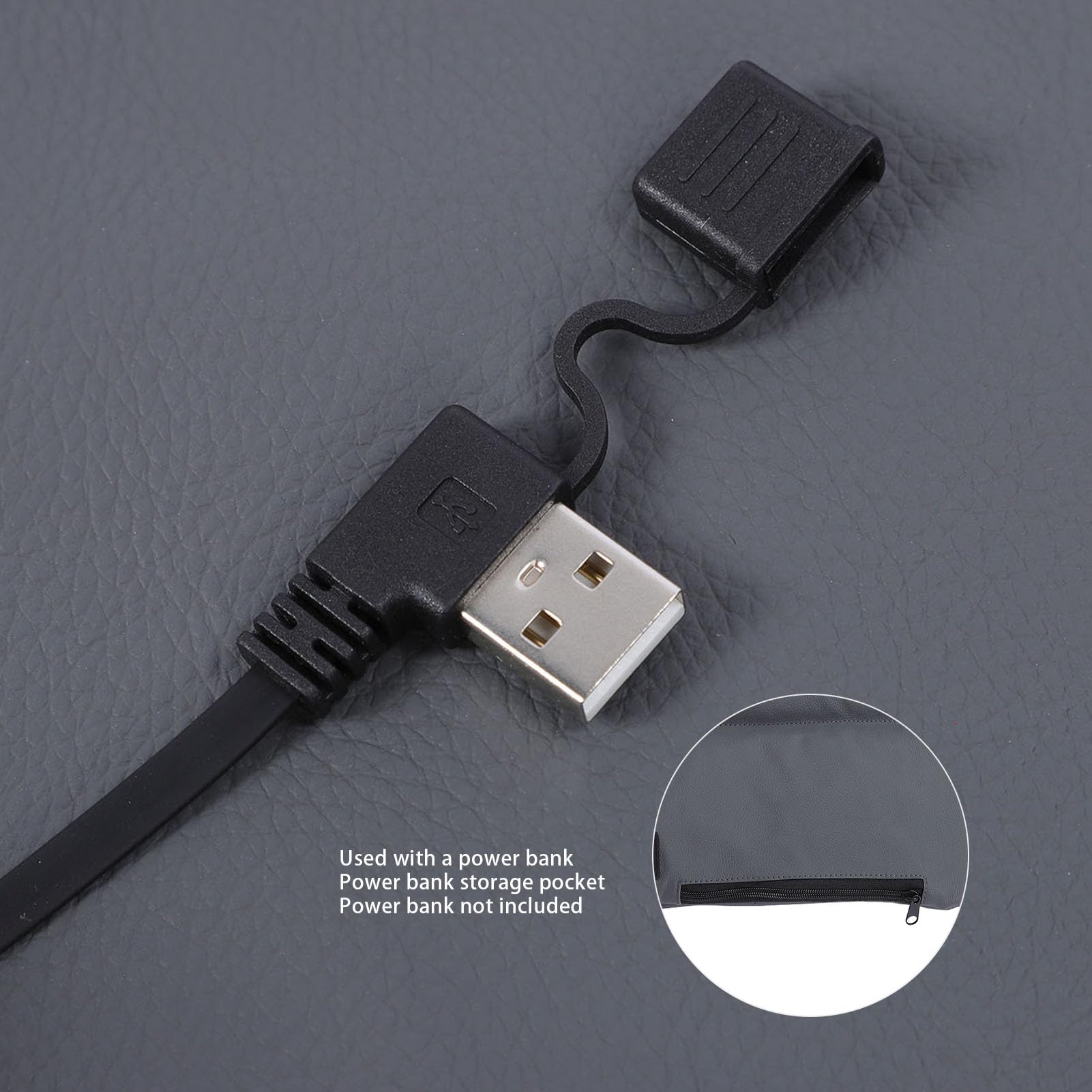 Asixxsix Heated Seat Cushion, 57x30cm 3 Levels Heating Leather Heated Seat Cushion USB Powered Portable Electric Heating Seat Pad for Office Outdoor Camping Park Fishing Stadium (Gray)