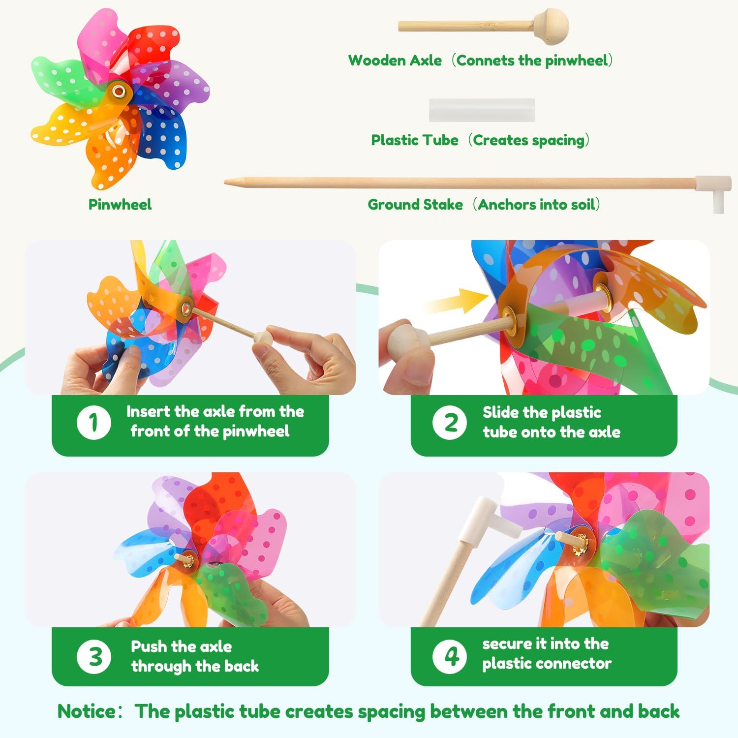 IilLittle 10 Pack Rainbow Pinwheel, Pinwheels for Kids
