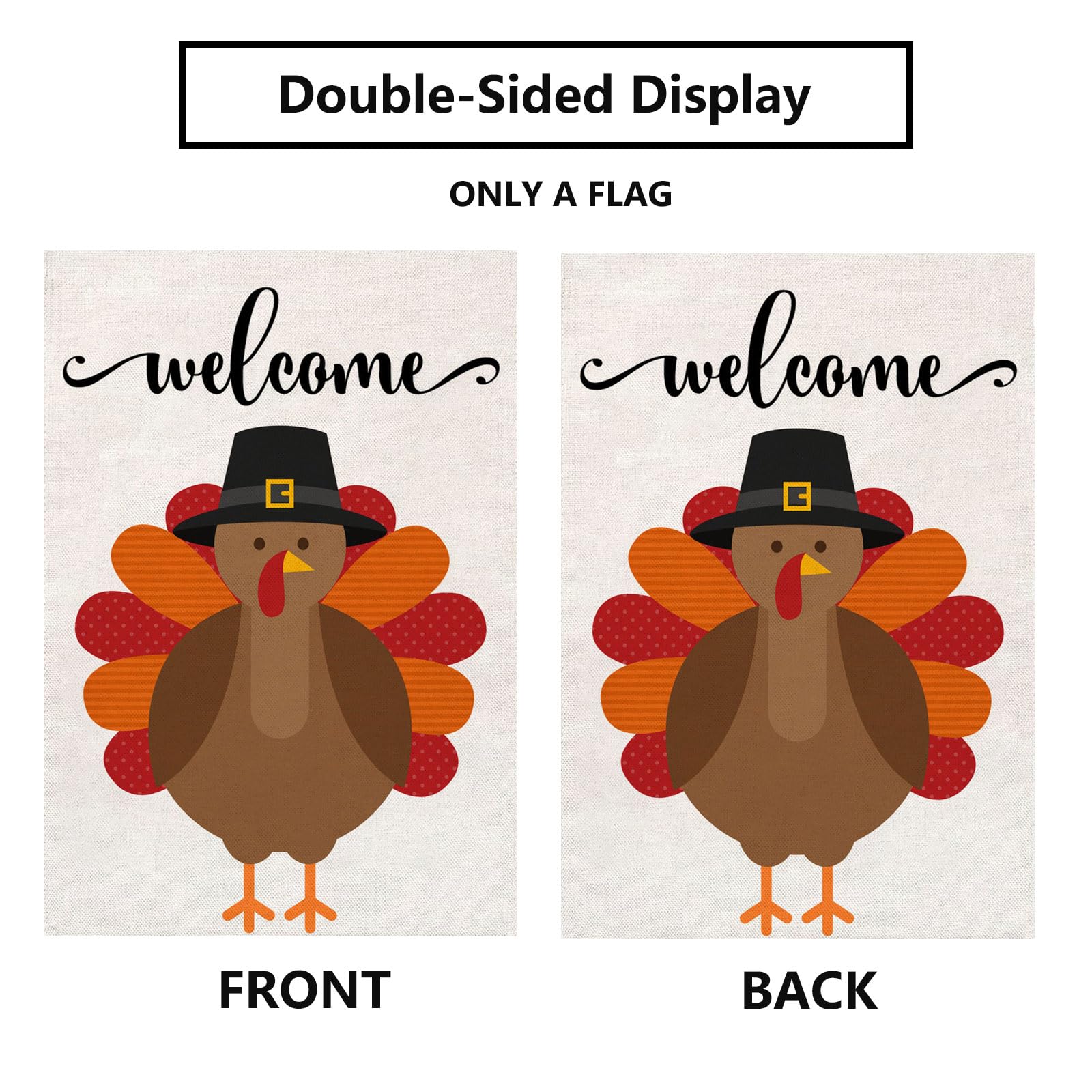 Akeydeco Thanksgiving Gartenflagge – Doppelseitig, 30,5x45,7 Cm, Truthahn-Motiv, Wetterfest