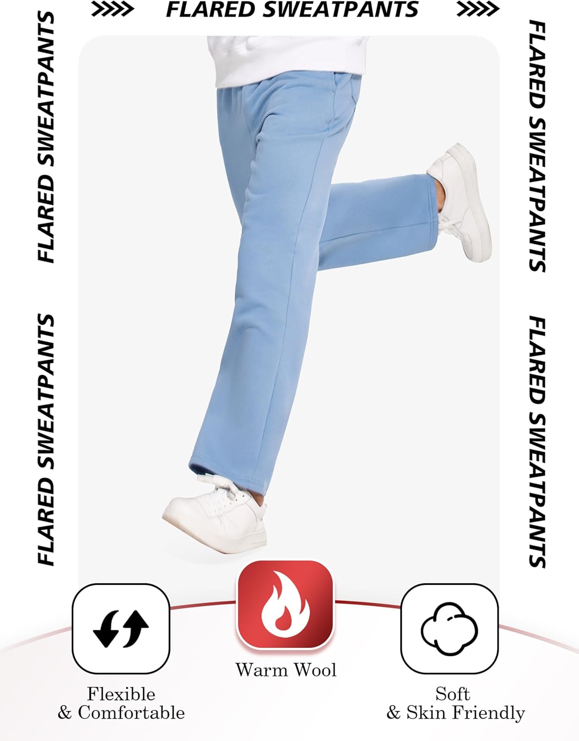 PINSPARK Men's Sweatpants Open Bottom Flared Fleece Lined Sweatpants Elastic Waist Baggy Casual Cotton Pants with Pockets - Image 6