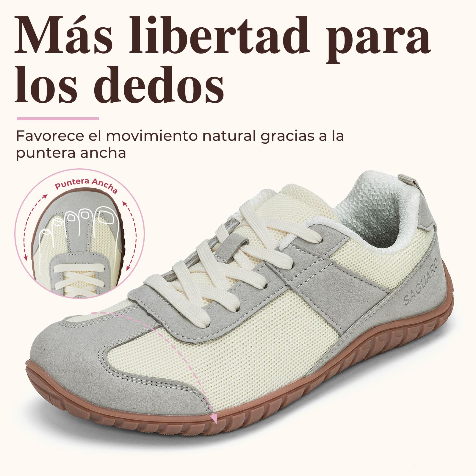 SAGUARO Mujer Zapatillas Barefoot Calzado Minimalista Barefoot Shoes con Puntera Ancha para Uso Diario, Talla 35-43