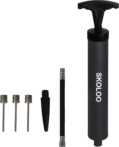 Skoloo Kit de inflado portátil de 100in con aguja boquilla manguera de extensión para fútbol baloncesto fútbol voleibol agua polo de rugby ejercicio Skoloo Kit de inflado portátil de 100in con aguja boquilla manguera de extensión para fútbol baloncesto fútbol voleibol agua polo de rugby ejercicio