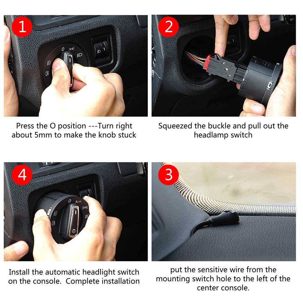 Car Automatic Headlight Sensor and Switch Auto Headlight Lamp Control Switch for Mk5 Mk6. for 1Z0941431K 2013 for Headlight Switch